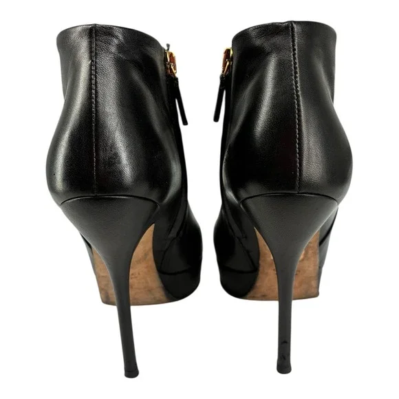 Black Nappa Platform Zip Bootie Stiletto Night Out Moto Gucci Steve EU36 - Picture 3 of 12